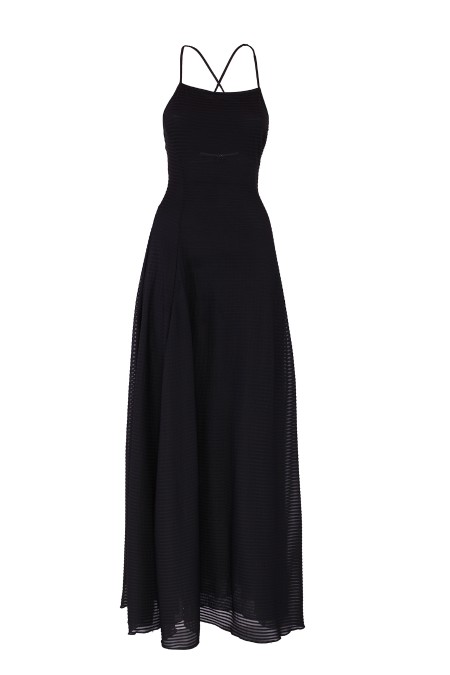 Shop EMPORIO ARMANI  Dress: Emporio Armani long dress in ottoman effect jersey.
Jersey.
Ottoman effect.
Straight neckline.
Crossed shoulder straps on the back.
Invisible zip on the back.
Inner lining.
Composition: 92% Polyester, 8% Elastane.
Made in Türkiye.. 3D2A7J 2JJHZ-0999